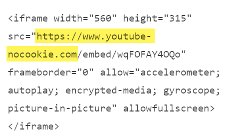 YouTube nocookie